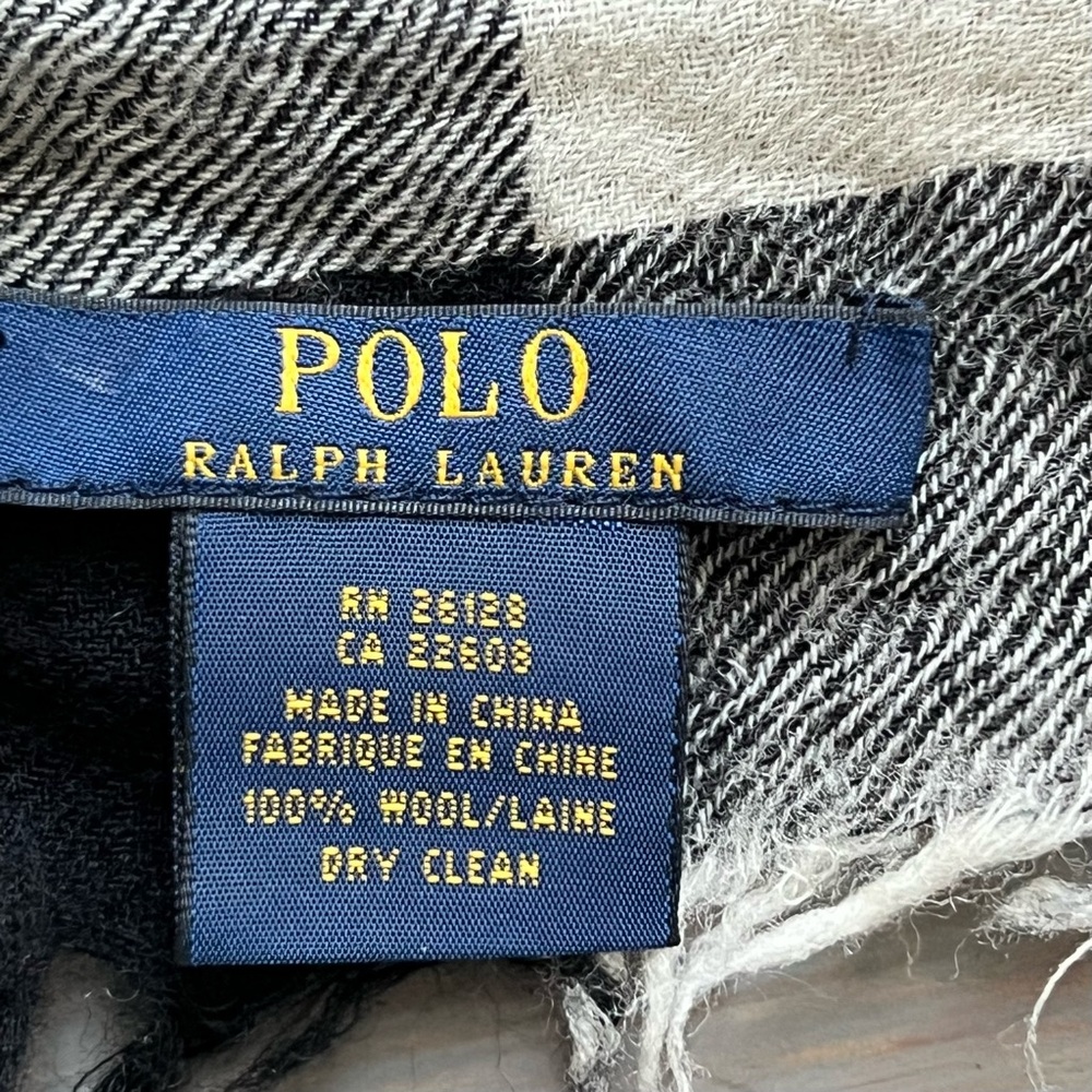 Polo Ralph Lauren Black and White Checkered Scarf wool preppy heritage unisex - Picture 5 of 5